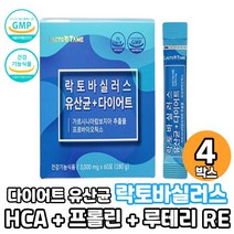 락토테미 체지방 감소 유산균 다이어트 프로바이오틱스 프리바이오틱스 말토덱스트린 루테리 생유산균 가르시니아 스틱 분말 먹는법, 4박스, 60포