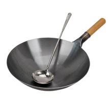 철웍 궁중 튀김 볶음 짬뽕 웍 무쇠 주물 팬 북경팬 중화팬 중식팬 중식웍 중화요리 업소용 무코팅 가정용 캠핑용 중국식당용 중국집팬, 40+나무손잡이+볶음스푼