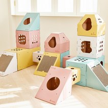 캣쓸 종이캣타워 고양이숨숨집 컬러선택 DIY고양이하우스, 더블룸, 핑크(인디핑크)