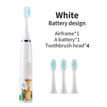 건강치아 어린이 전동 칫솔 만화 패턴 교체 치아 브러쉬 헤드 초음파, Battery Type 4 Head