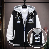 봄가을 남성용 야구자켓 캐주얼 얇은 후드 점퍼 재킷 데일리룩, 그린, 1개