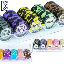 카지노칩 아크릴케이스100p세트 고급숫자칩 크라운칩 색상칩 국제규격 포커칩, 크라운칩 아크릴케이스100p세트