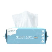 NatureScent 네이처센트 순면 100% 페이스 타올(60매*1개) 화장솜 수건 휴지 물티슈 대용 저자극 건티슈 피부자극 테스트 완료, 60매, 1개