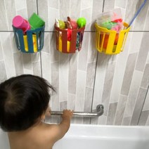 잇다이가 어린이 욕실 장난감 정리 포켓 아기 목욕 놀이 정리망 물놀이 보관함, 옐로우, 3개