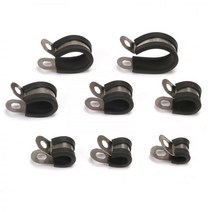 스테인레스 스틸 검정색 고무 라이닝 고정 호스 P 클립 클램프 및 케이블 6mm 8mm 10mm 12mm 14mm 16mm 20mm 24mm, 14mm (20pcs)