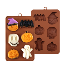 1+1 실리콘 할로윈 케이크 케익 몰드 박쥐 유령 초콜릿 몰드 호박 DIY 핸드메이드 비누 몰드 얼음 몰드, 1+1+1+1+1