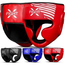 FightX Boxing Headgear For Boxers MMA Training Equipment Set For Youth Boxing Headguard Synthetic Le, S/M, 레드