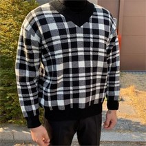게리오 댄디하게 스타일내기 좋은 체크 V넥 니트