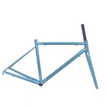 HandW 크롬 몰리브덴 스틸 700C 자전거 프레임 로드 탄소 프론트 포크 자갈 CR-MO 4135 Roadbike Frameset, 02 blue_03 53cm