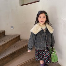 드리머 아동복 여아겨울청자켓 어린이 후리스대용 안감누빔청자켓 루즈핏데님점퍼 양털빅카라 데님양털청자켓