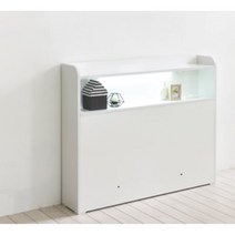 220V 콘센트있는 LED조명 침대 수납형 헤드보드(SS) 소형 1인용 오피스텔, 핑크