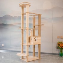 고양이 원목캣타워5단 캣타워 먼치킨 이케아 타워 추천 대형 뚱냥이 선반 구름다리 DIY 캣폴 투명해먹, 단일사이즈, 3