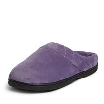 Dearfoams 여성용 극세사 벨루어 클로그 퀼트 슬리퍼 포함, 퍼플 계열