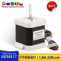 1pcs 스테퍼 모터 4 리드 nema17 48mm 78oz-in 1.8a nema 17 모터 42bygh 1.8a (17hs8401) 모터, 2-14mm
