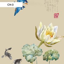 클래식 스타일 롤러 블라인드 연꽃 새 인쇄 암막 및 일광 창문 침실 발코니