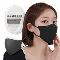 CLA 슬림핏 중형 새부리형 컬러 마스크, 블랙, 40매