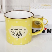 도매공간 W1C05A4 커피잔 러브머그컵8oz_옐로우 1개 머그잔 물컵 물잔 손잡이컵, 도매공간 본상품선택