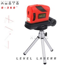 전자수평계 디지털 수평계 수평자 측량자 레이저 레벨 2 라인 1 포인트 셀프 레벨링 360° 수평 암페어 수직 적색 측정 초강력 적색 레이저 빔 각도 조절 가능, 삼각대가 있는 빨간색