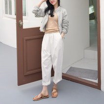 데일리앤 레티 여성 코튼 밴딩 와이드 배기 팬츠