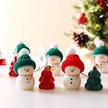 [플로꽁] 눈사람 미니트리캔들세트 크리스마스 트리캔들 인테리어 캔들, 눈사람+미니트리(그린)SET, D타입향(그린)