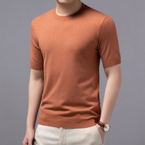 햄슬라이서 대패삼겹살 육절기 고기써는기계 Aiaile-남성용 반팔 스웨터 캐주얼 기본 니트 티셔츠 슬림핏, 06 Caramel_01 S