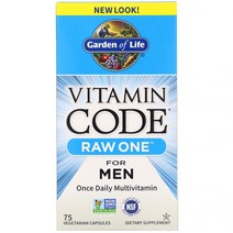 Garden of Life Vitamin Code Raw One 남성용 원스 데일리 종합비타민 베지 캡슐 75정