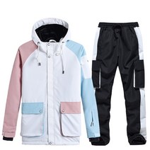 스키 복 여자 후드 비옷 겨울 따뜻한 방수 스노우 보드 자켓 바지 세트 야외 코트   스트랩 Bibs