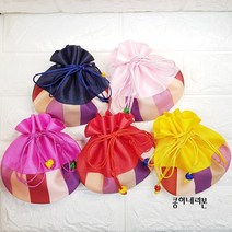 콩이네리본 고급 색동복주머니 전통복주머니 세뱃돈주머니 외국인선물 전통선물 명절선물 미니복주머니, 진핑크