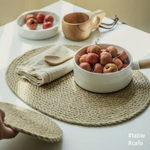 밀짚냄비받침 라탄티코스터 물컵 받침대 식탁 매트 주방용품, 원형 라탄받침 30cm