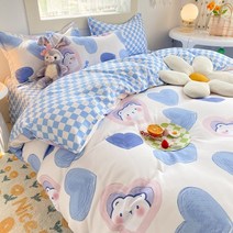 체커보드 침구 세트 핫세일 싱글 퀸 사이즈 플랫 시트 이불 커버 베개 커버 폴리에스테르 침대 시트 가정용 섬유, 트윈/싱글4pcs, 012