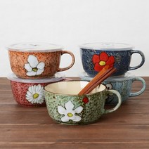 L&C 소담 밀폐뚜껑 라면기 라면그릇 국그릇 우동그릇 손잡이그릇 1인조, 레드 1인조