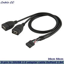 30cm 50cm 마더 보드 9 핀 USB2.0 2 개의 연장선 메인 암 헤더를 듀얼 USB 2.0 어댑터 케이블, 01 0.3m