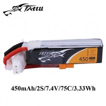 DJI 호환 Ace Tattu-Lipo 배터리 7.4v 450mAh 1s 2s 3s 4s 75C 95C XT30 플러그 포함 120 크기 FPV 드론, 01 2s 450mah 75c 7.4V