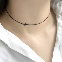 [블랙 십자가 초커] 14K 금 목걸이 여성 데일리 선물
