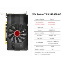 xfx radeon rx550 rx560 rx470 rx480 rx570 rx580 rx590 2gb 4gb 8gb 게임 그래픽 데스크탑 컴퓨터 비디오 카드 GPU, rx550 4GB 1팬