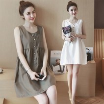 tagi 면마 조끼 여자 민소매 린넨 원피스 빅사이즈 나시원피스