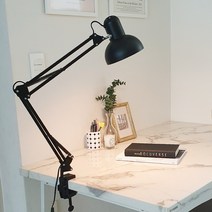 [메가] 제도 집게 책상 스탠드 LED램프, A-집게 12W하얀빛(램프), 블랙