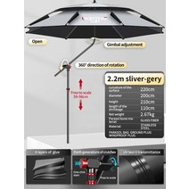 낚시용 각도조절 대형 파라솔 2층 구조 그늘막 옥상 정원 용 꺽임 낚시 해변 비치 캠핑 초대형 각도기 우산형그늘막, [16]