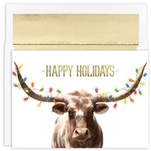 Masterpiece Studios Warmest Wishes 크리스마스 카드 18개 쉘 장식품 (918900), Longhorn Lights