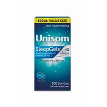 유니솜 Difenhidramina HCI 50mg 100정 X 2병 Unisom Difenhidramina HCI 50mg 100 SoftGels (Pack of 2), 2팩