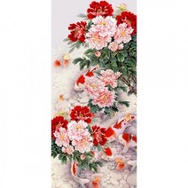 O16b 부귀목단잉어도(A9584-2)보석십자수