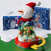 KEFAN DIY 레고호환 스노우볼 크리스마스오르골 회전 무드등, 크리스마스사탕집