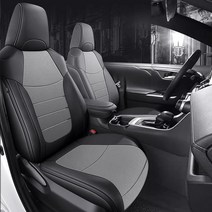 HKZ 맞춤형 핏 토요타 RAV4 풀 세트 가죽 카시트 커버 2019-2023 하이브리드(비 XSE&2022 2023 SE 하이브리드)-블랙 및 레드 트림(다이아몬드), 2019-2023 RAV4 Hybrid (Non XSE, Black with Red Trim(Diamond)