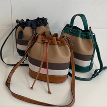 명품 체크소가죽 콤비 복조리 데일리 버킷백 호보백 조리개 크로스백