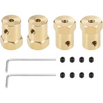 uxcell 육각 커플러 3mm 보어 모터 황동 샤프트 커플링 커넥터 자동차 휠 타이어 4개