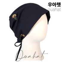 우아햇 국내제작 자수 순면두건 OHB0002 코튼100% 꽃자수 두건 순면 항암치료 비니 암환자용 식당 두건 통풍 잘되는 모자