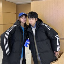 패딩 커플 하프기장 오버사이즈 남녀 후드 루즈핏 롱패딩 경량패딩