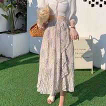 데일로엔 여성용 사선플라워 쉬폰 스커트