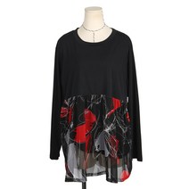 네오쿠비카 빅사이즈 네오쿠비카 빅사이즈 플라워 배색 티셔츠 BLK360