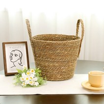 라탄바구니 왕골바구니 해초바구니 만들기재료 엔쵸바구니 소품 빨래 보관 바구니, 내츄럴베이직B, 중형, 1개